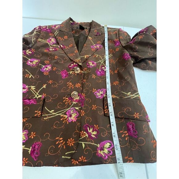 Grace Dane Lewis petite 6/8 brown embroidered silk blend jacket and skirt - Picture 6 of 11